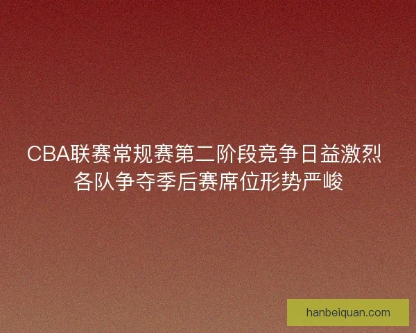 CBA联赛常规赛第二阶段竞争日益激烈 各队争夺季后赛席位形势严峻